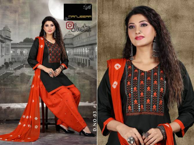 Manjeera Fashion Insta Festive Wear Stain Silk Ready Made Collection